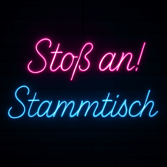 Stoß an! Stammtisch LED-Neonschild für Bar und Pub