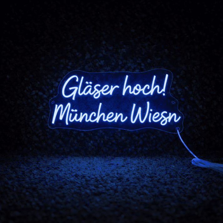 Gläser hoch! München Wiesn LED-Neonschild für Bar und Festival