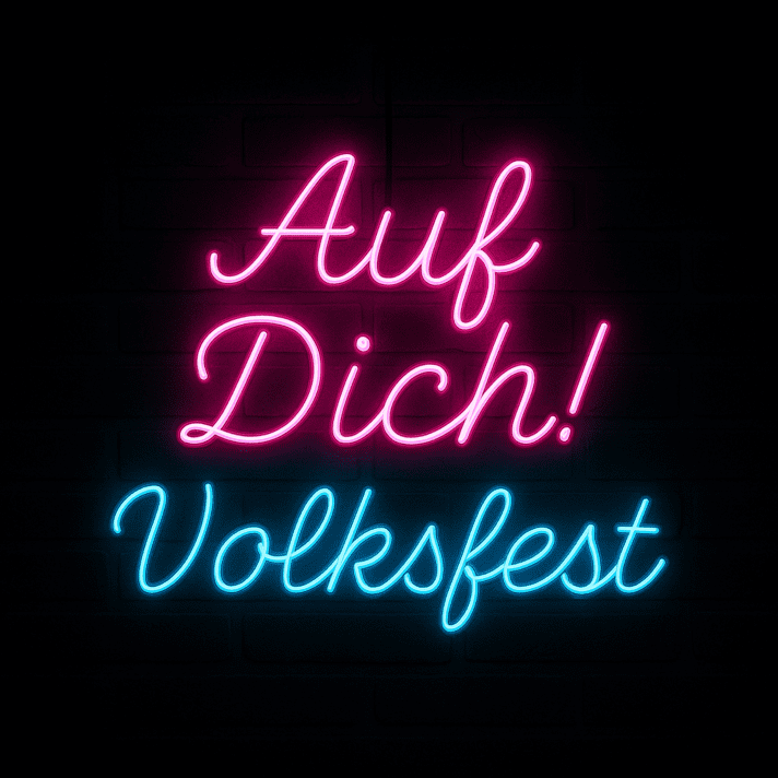 Stimmungsvolle Deko: „Auf Dich!“ Neon Licht LED Wandlampe für Volksfest und Party