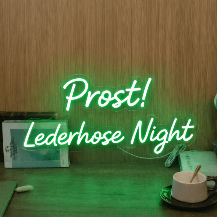 Prost! Lederhose Night LED-Neonschild für Bar und Festival