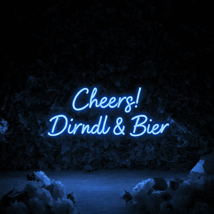 Cheers! Dirndl & Bier LED-Neonschild für Bar und Oktoberfest