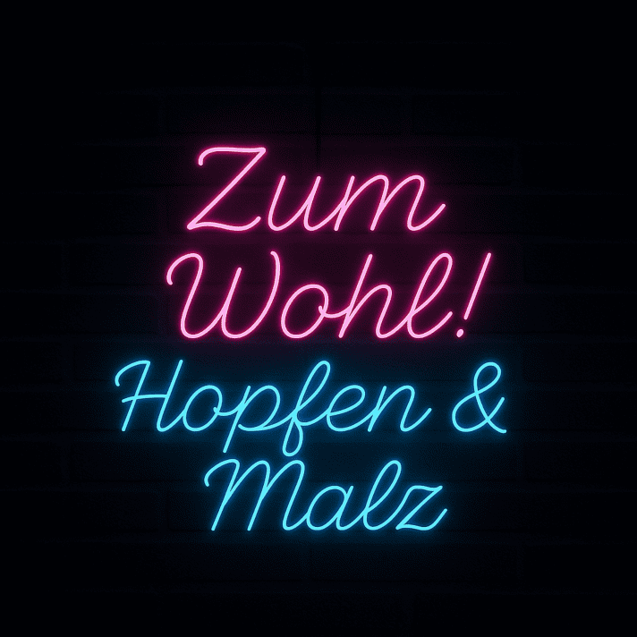 Zum Wohl! Hopfen & Malz LED-Neonschild für Bar und Brauerei