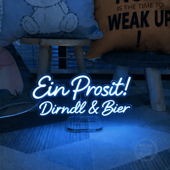 Ein Prosit! Dirndl & Bier LED-Neonschild für Bar Festzelt