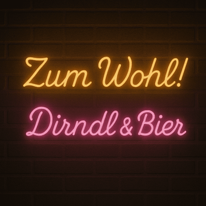 Zum Wohl! Dirndl & Bier LED-Neonschild für Bar Oktoberfest