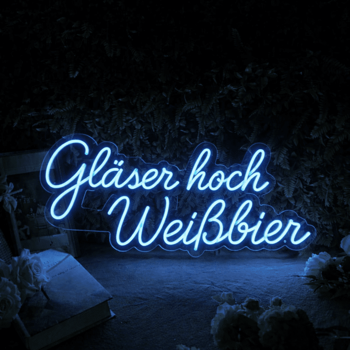 Gläser hoch Weißbier Neon Schild für Bar und Kneipe
