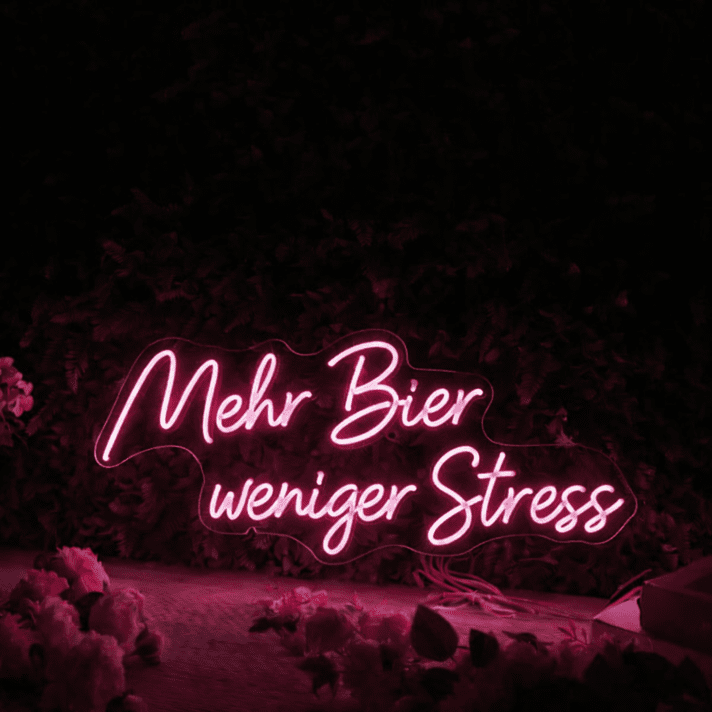 Mehr Bier weniger Stress LED-Neonschild für Bar und Wohnzimmer