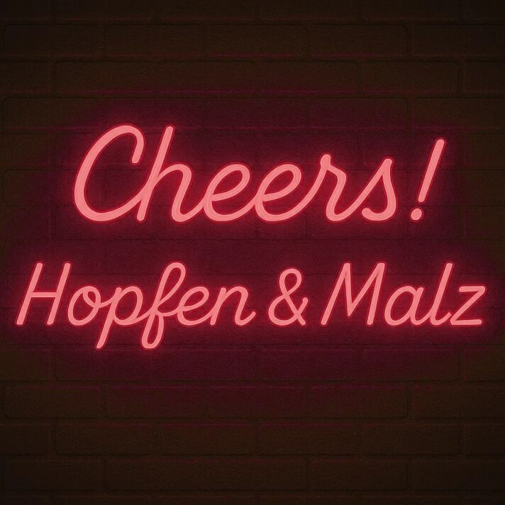 Cheers! Hopfen & Malz LED-Neonschild für Bar und Kneipe