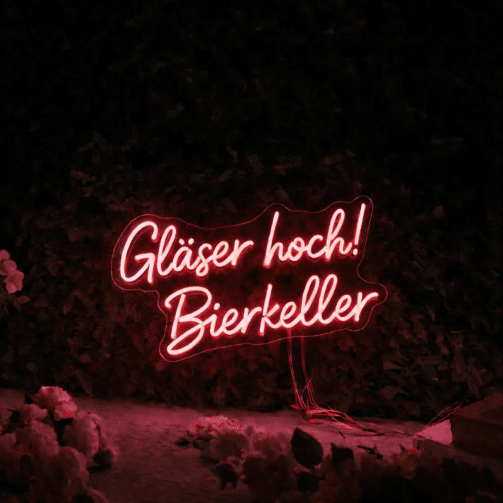 Gläser hoch! Bierkeller LED-Neonschild für Bar Kneipe