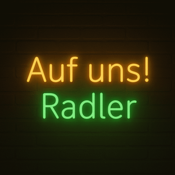 Auf uns! Radler LED-Neonschild für Bar Biergarten