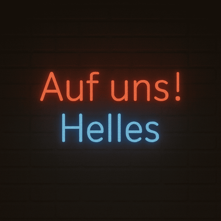 Auf uns! Helles LED-Neonschild für Bar Brauerei