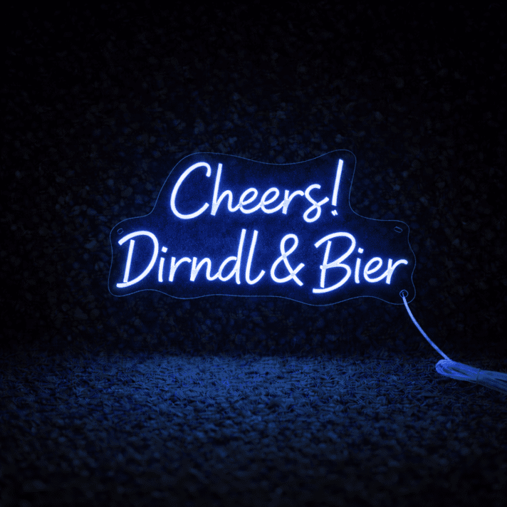 Cheers! Dirndl & Bier LED-Neonschild für Bar und Oktoberfest