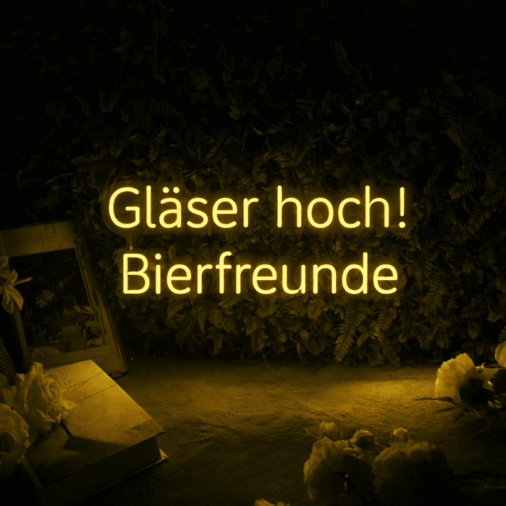 Gläser hoch! Bierfreunde LED-Neonschild für Bar und Party