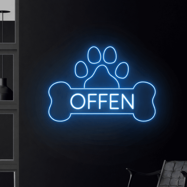 OFFEN LED-Neonschild für Tierhandlung oder Hundesalon