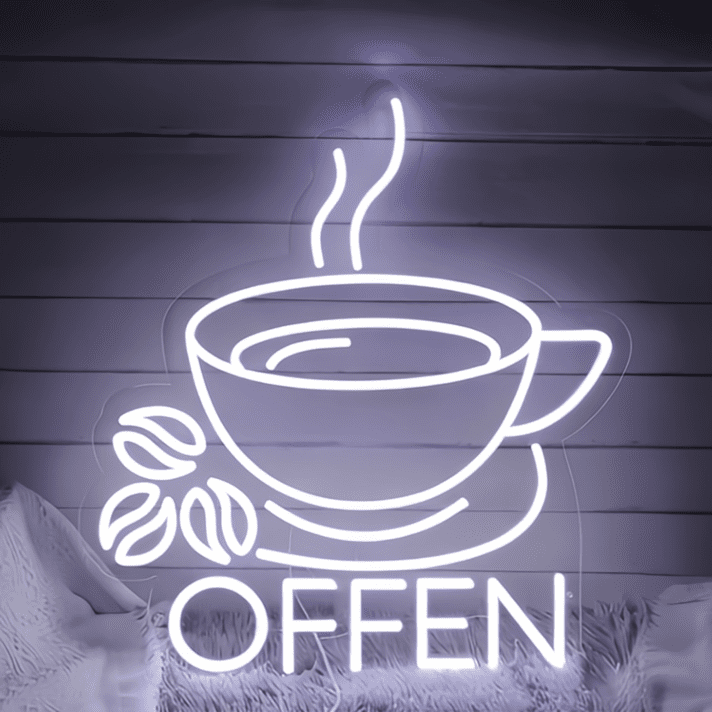 Kaffeetasse mit Kaffeebohnen LED Neonschild für Café und Restaurant