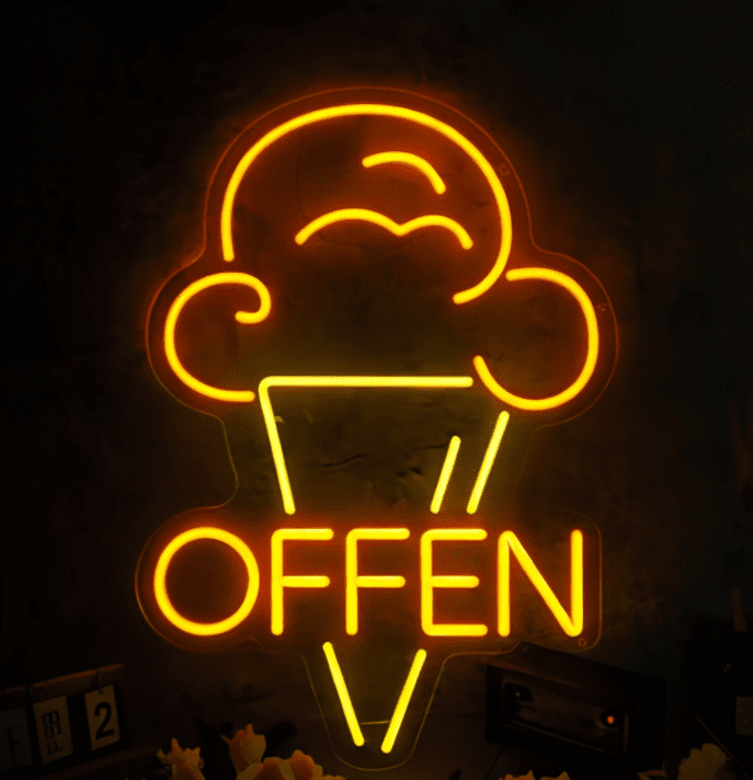 Eiswaffel LED Neonschild für Eisdiele und Café