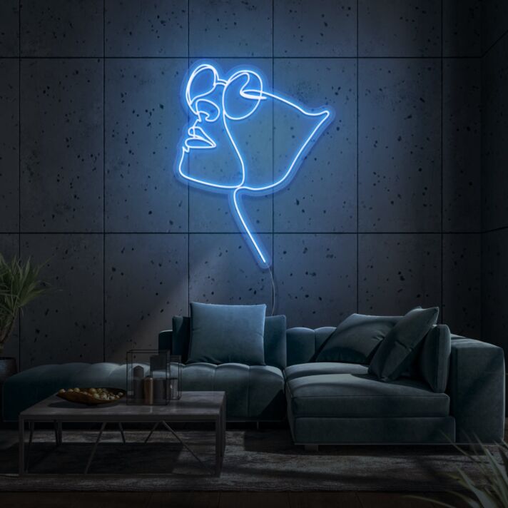 Gesicht mit Sonnenbrille Linienzeichnung LED-Neonschild für Wohnzimmer Lounge