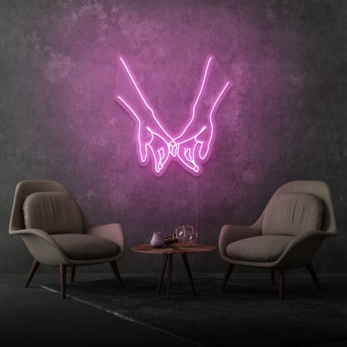 zwei haltende Hände LED-Neonschild Wohnzimmer Schlafzimmer