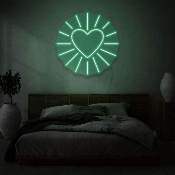Herz Symbol mit Strahlen LED-Neonschild für Schlafzimmer Wohnzimmer