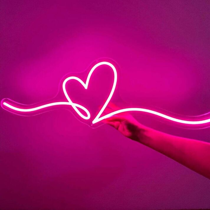 Herzlinie LED-Neonschild für Wohnzimmer oder Schlafzimmer