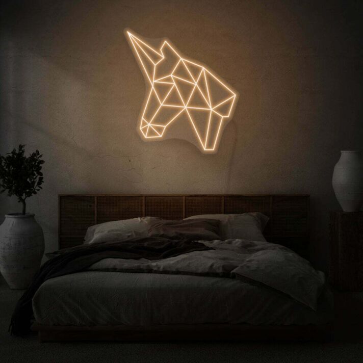 geometrischer Einhornkopf LED-Neonschild Schlafzimmer Wohnzimmer