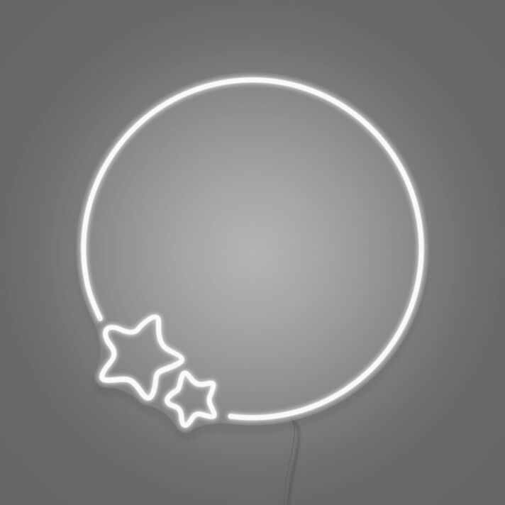 Kreis mit zwei Sternen LED-Neonschild für Wohnzimmer oder Kinderzimmer