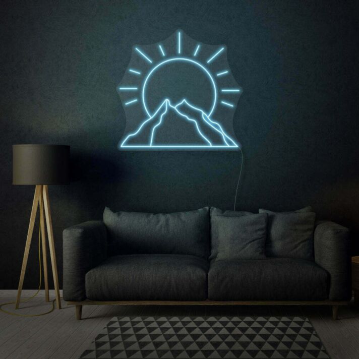 Berg mit Sonne LED-Neonschild für Wohnzimmer oder Schlafzimmer