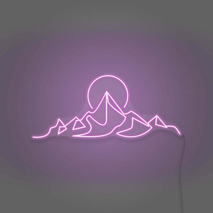 Berglandschaft mit Sonne LED-Neonschild für Wohnzimmer oder Schlafzimmer