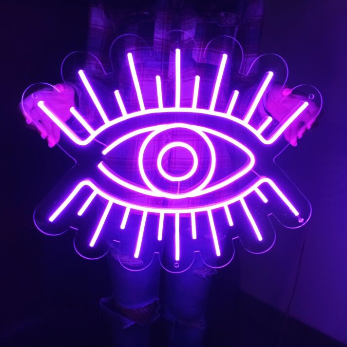 Auge mit Strahlen LED-Neonschild für Wohnzimmer oder Studio