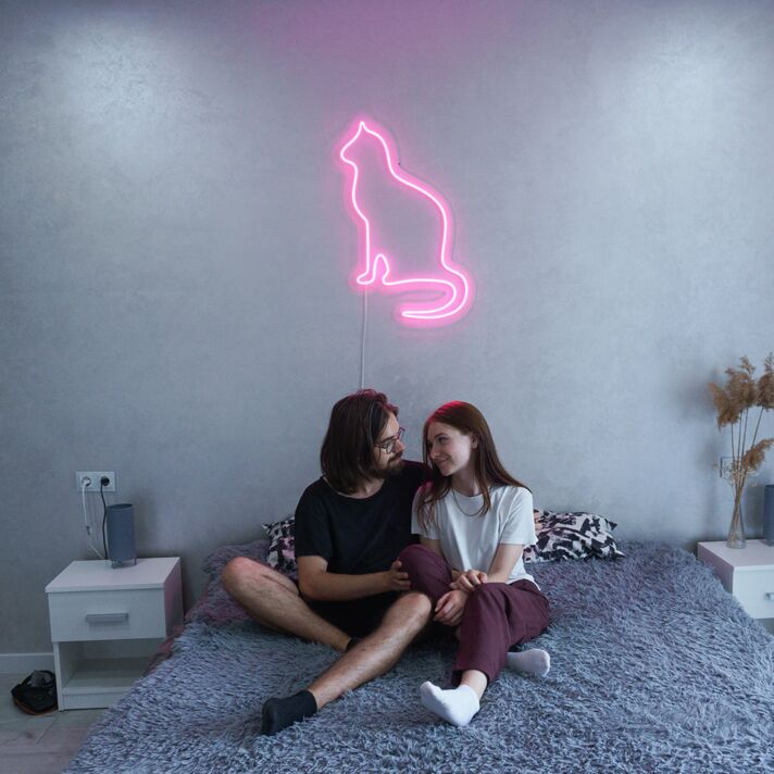 sitzende Katze LED-Neonschild für Schlafzimmer Wohnzimmer