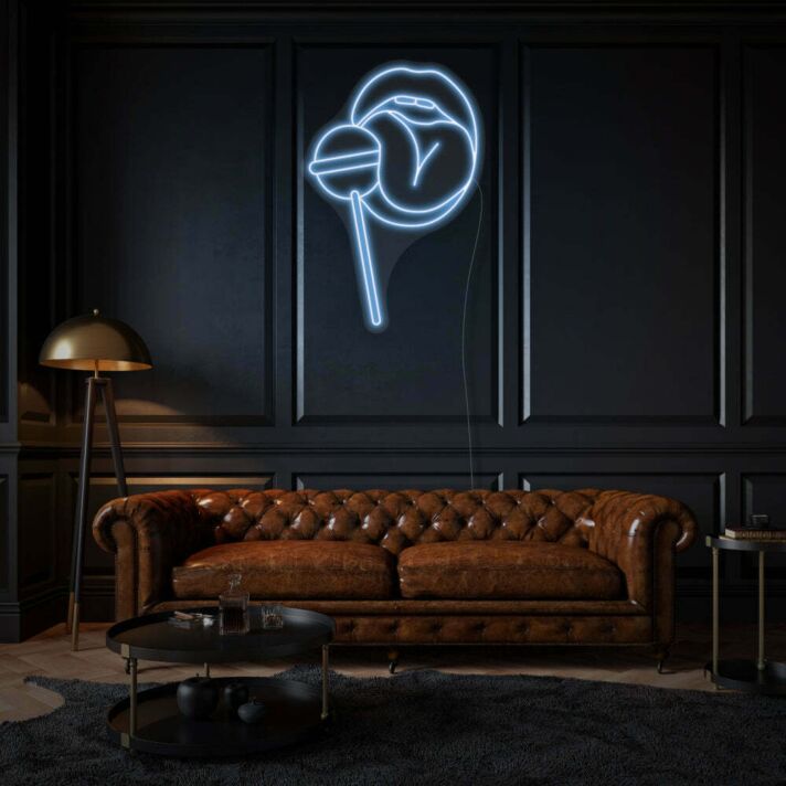 Lippen mit Lutscher LED-Neonschild Wohnzimmer Bar