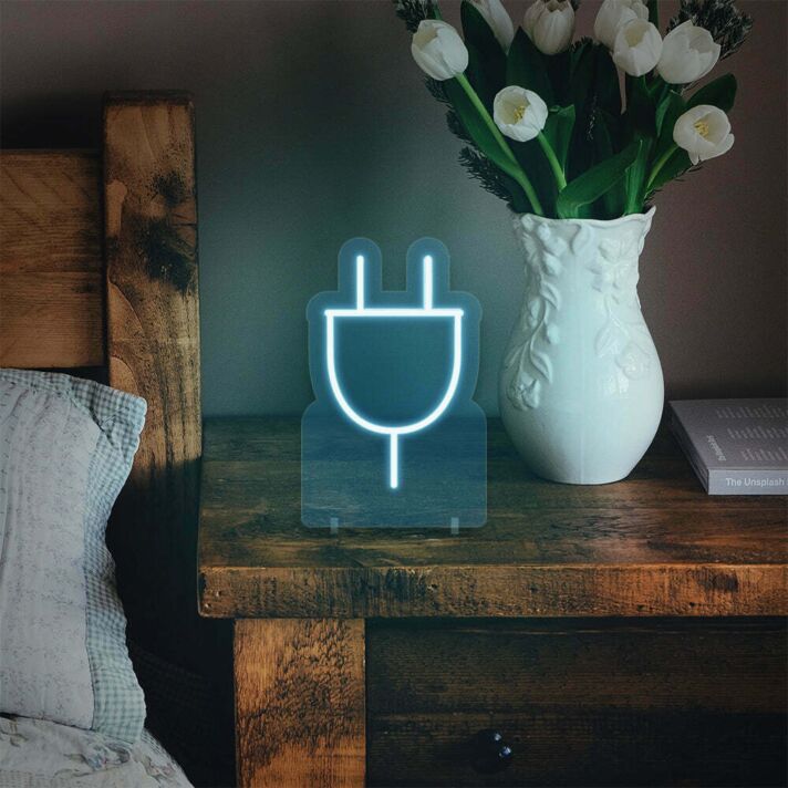 Stecker Symbol LED-Neonschild für Wohnzimmer Schlafzimmer
