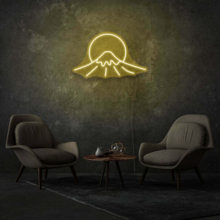 Berg mit Sonne LED-Neonschild Wohnzimmer Lounge