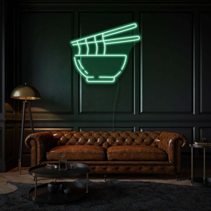Schüssel mit Nudeln und Essstäbchen LED-Neonschild für Restaurant und Wohnzimmer