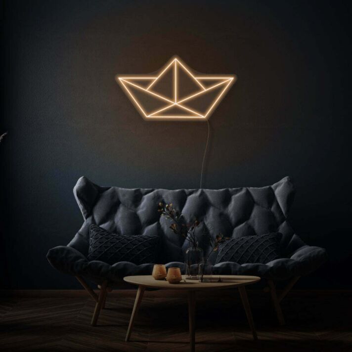Papierboot LED-Neonschild Wohnzimmer Cafe