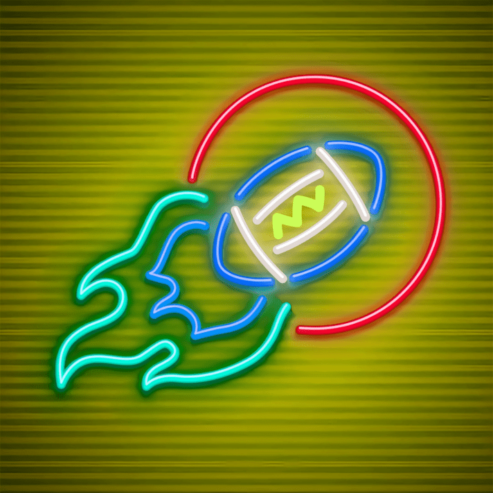 American Football mit Flammen LED-Neonschild für Sportbar und Spielzimmer