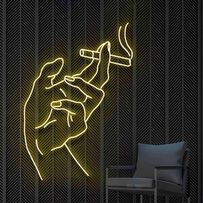 Hand mit Zigarette LED Neonschild moderne Wanddekoration für Zuhause und Studio