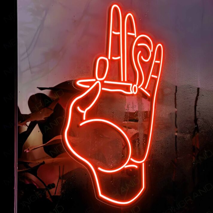 Rotes Handzeichen LED Neonschild moderne Wanddekoration für Zuhause und Studio