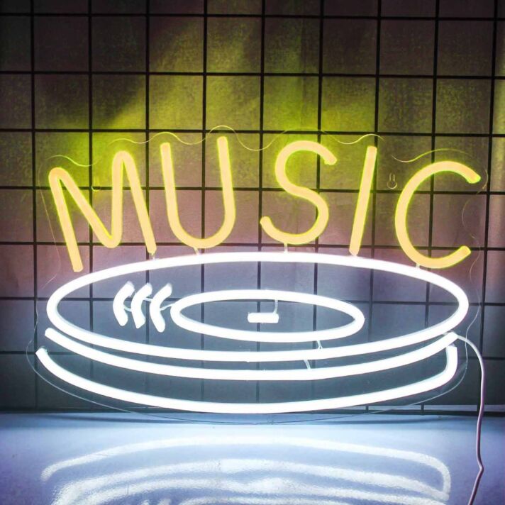 Music LED Neonschild mit Schallplatten Motiv