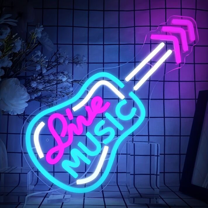 Love Music LED Neonschild mit Gitarren Motiv