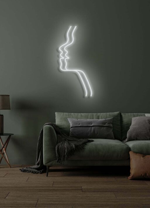 Kontur zweier Gesichter im Profil LED-Neonschild für Wohnzimmer Schlafzimmer