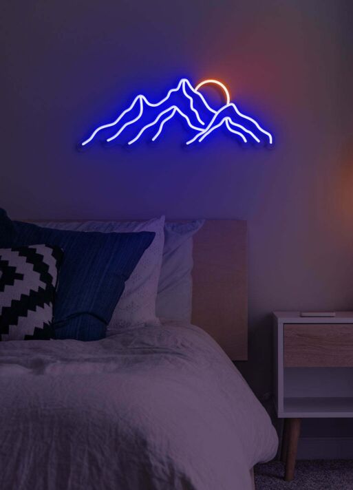 Berglandschaft mit Sonne LED-Neonschild Schlafzimmer Wohnzimmer