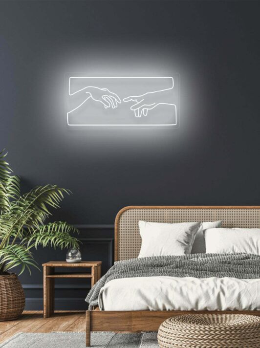 Zwei sich berührende Hände LED-Neonschild Schlafzimmer Wohnzimmer
