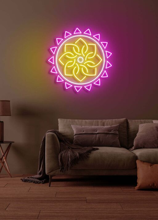 Yoga flower Serene Neon Bloom for Peaceful Spaces