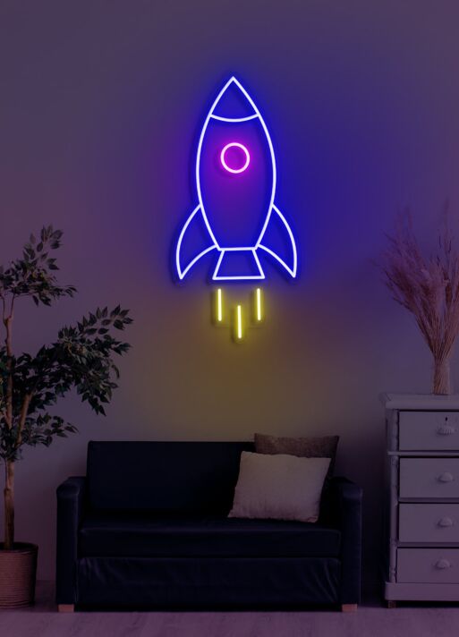 Rocket Neon Soaring High with Ambition and Dreams