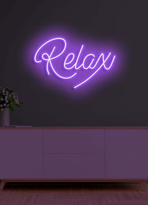 Relax Neon Gentle Reminder to Unwind and Take It Easy in a Soothing Glow