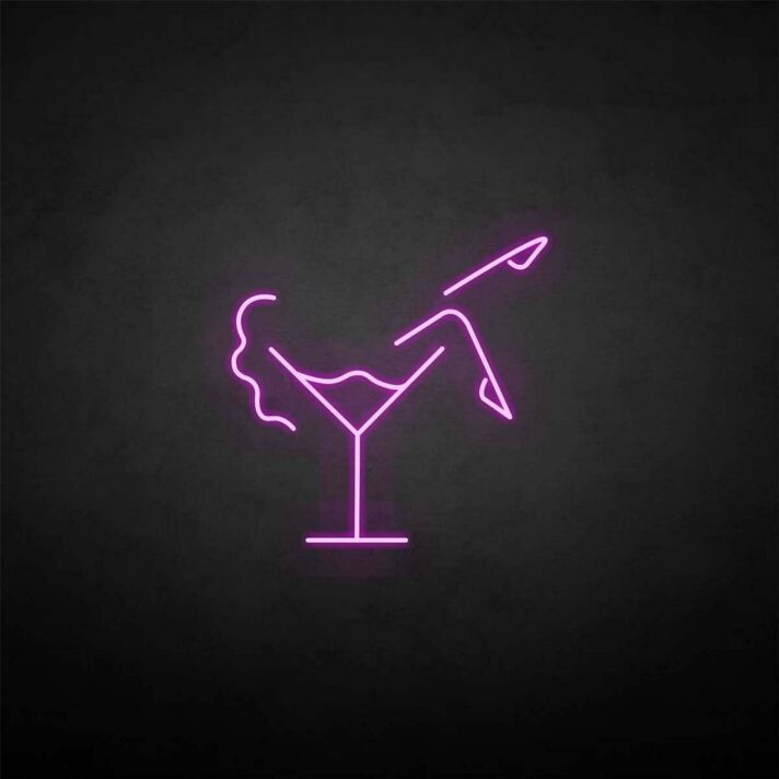 Cocktailglas mit Frauensilhouette LED-Neonschild für Bar Club