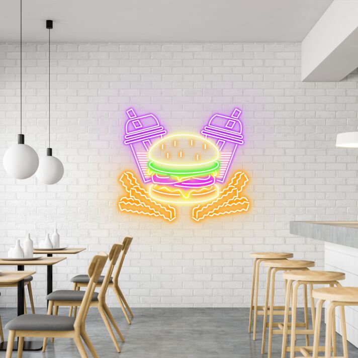 Burger Fries & Shakes Classic Neon for American Diners