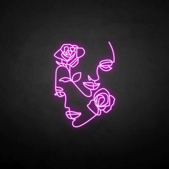 Gesicht mit Rosen LED-Neonschild Wohnzimmer Studio