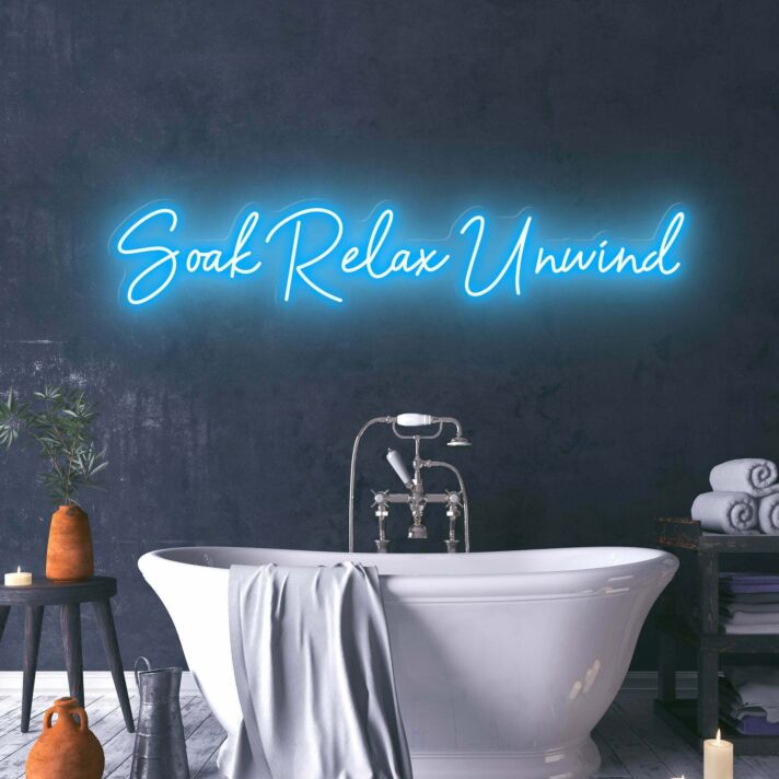 Soak Relax Unwind LED Neonschild für Badezimmer Wellnessbereich