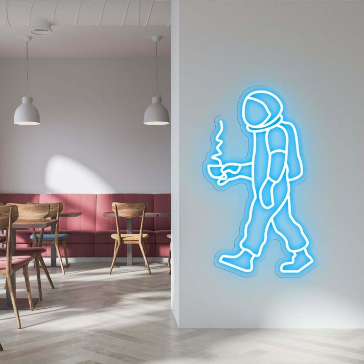 Astronaut mit Kaffeetasse LED Neonschild für Café und Restaurant